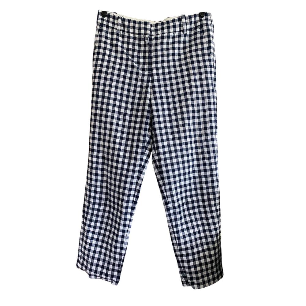 J. Crew Factory Gingham Linen Blend Holland Pant Size 6